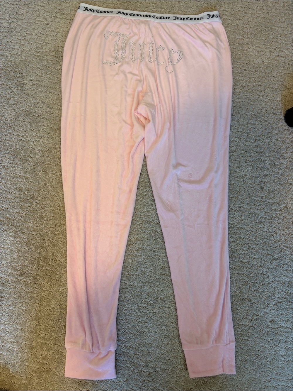 Juicy Couture velour Light Pink Rhinestone Logo Lounge Pants NWOT